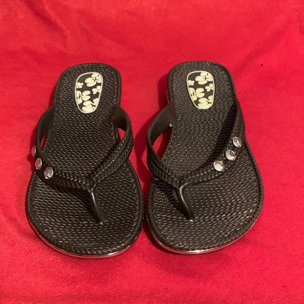 Women’s Black Embellished Flip Flop Sandals